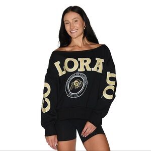 Black and Gold Off-Shoulder Sweatshirt